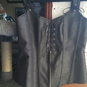 Fake suede corset top